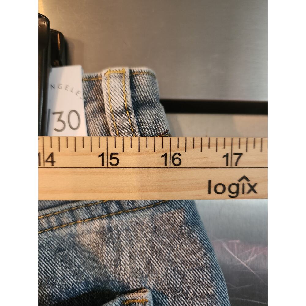 Light Blue Boyfriend Jeans with Leopard Heart Patches - Picture 5 of 10